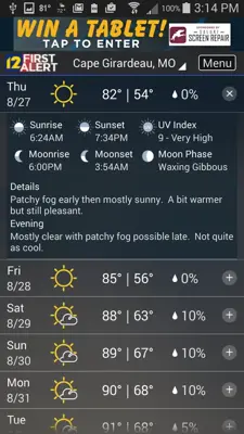 KFVSweather android App screenshot 1