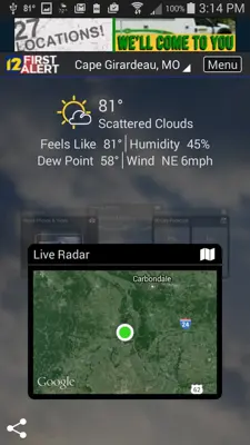 KFVSweather android App screenshot 2